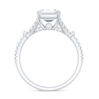 2.8 Carat Emerald Cut Moissanite Split Shank Engagement Ring for Women