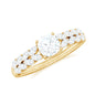 Cushion Cut Moissanite Solitaire Engagement Ring with Side Stones