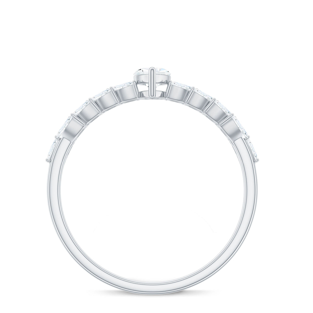 Certified Pear Cut Moissanite Solitaire Engagement Ring with Split Shank