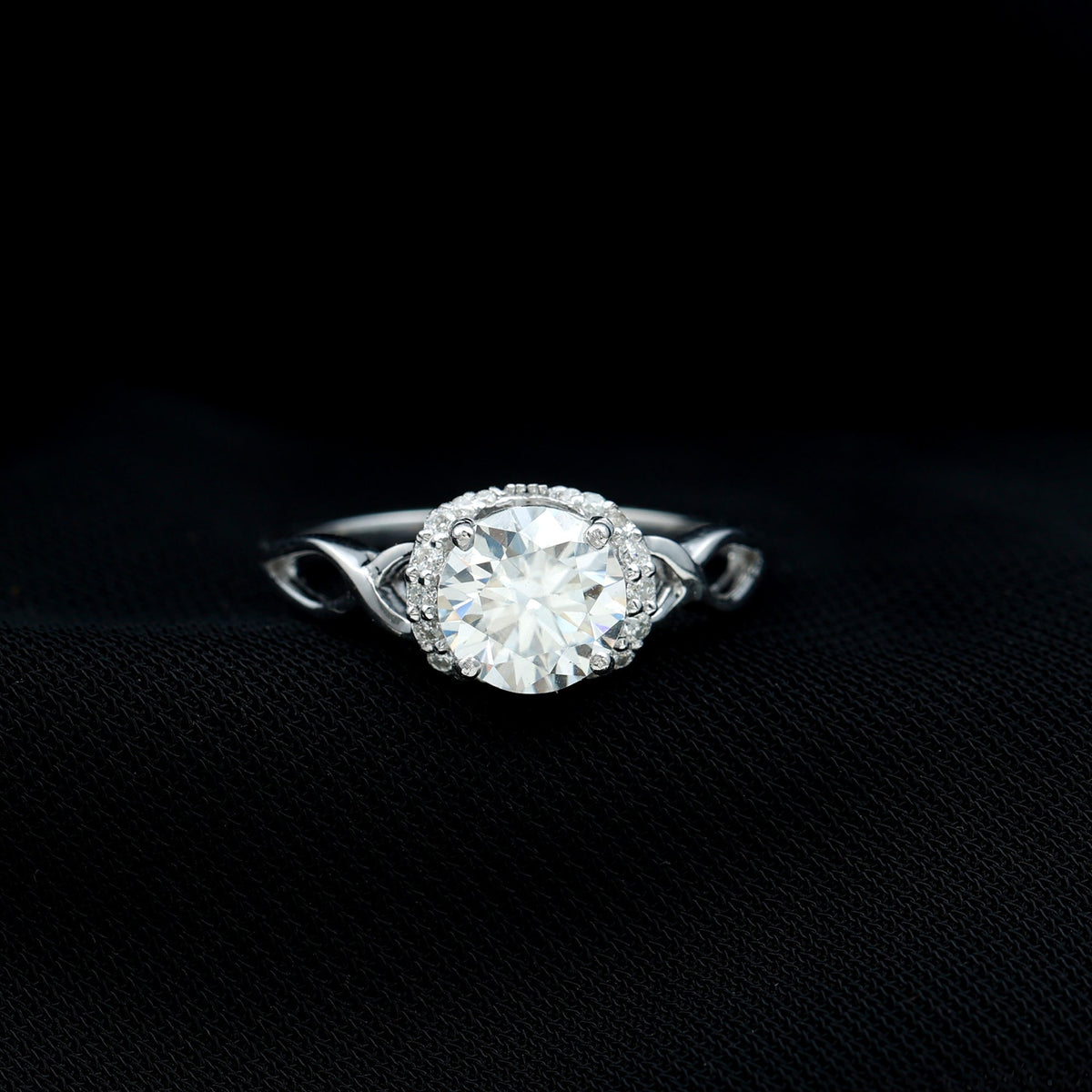 Round Cut Moissanite Infinity Engagement Ring