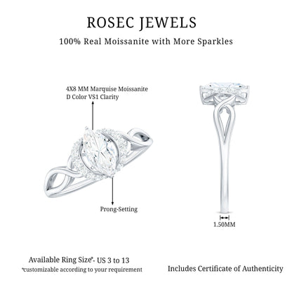Marquise Cut Moissanite Infinity Engagement Ring