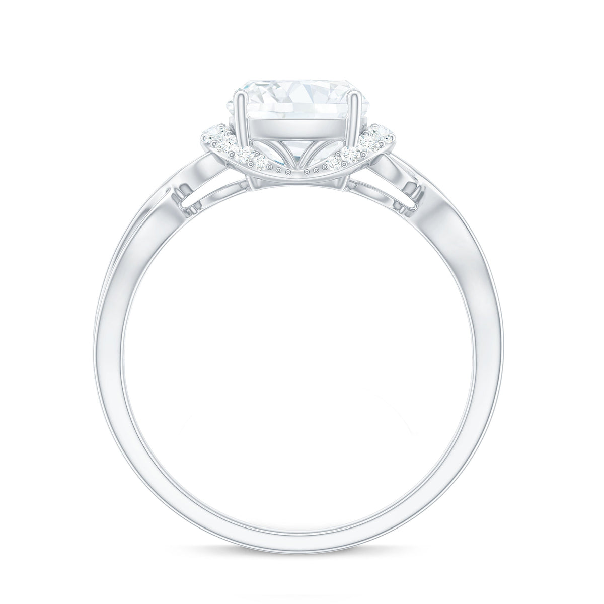 3 Carat Cushion Cut Moissanite Solitaire Engagement Ring with Infinity Shank
