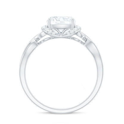 3 Carat Cushion Cut Moissanite Solitaire Engagement Ring with Infinity Shank