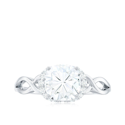 3 Carat Cushion Cut Moissanite Solitaire Engagement Ring with Infinity Shank