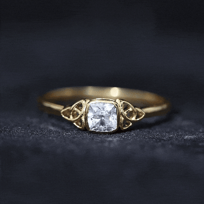 Brilliant Cut Moissanite Celtic Knot Engagement Ring in Bezel Setting