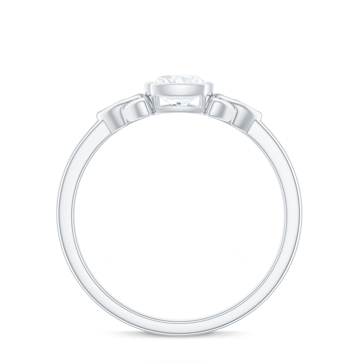 Brilliant Cut Moissanite Celtic Knot Engagement Ring in Bezel Setting
