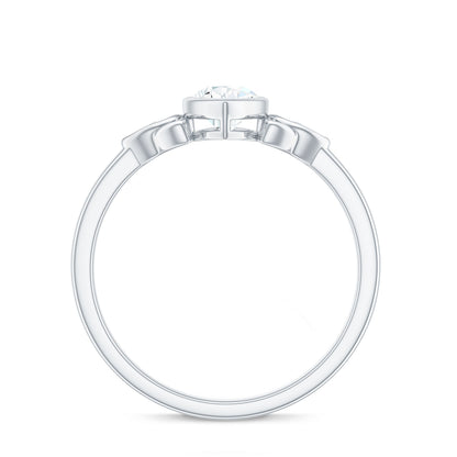 Bezel Set Moissanite Pear Cut Solitaire Celtic Ring for Women