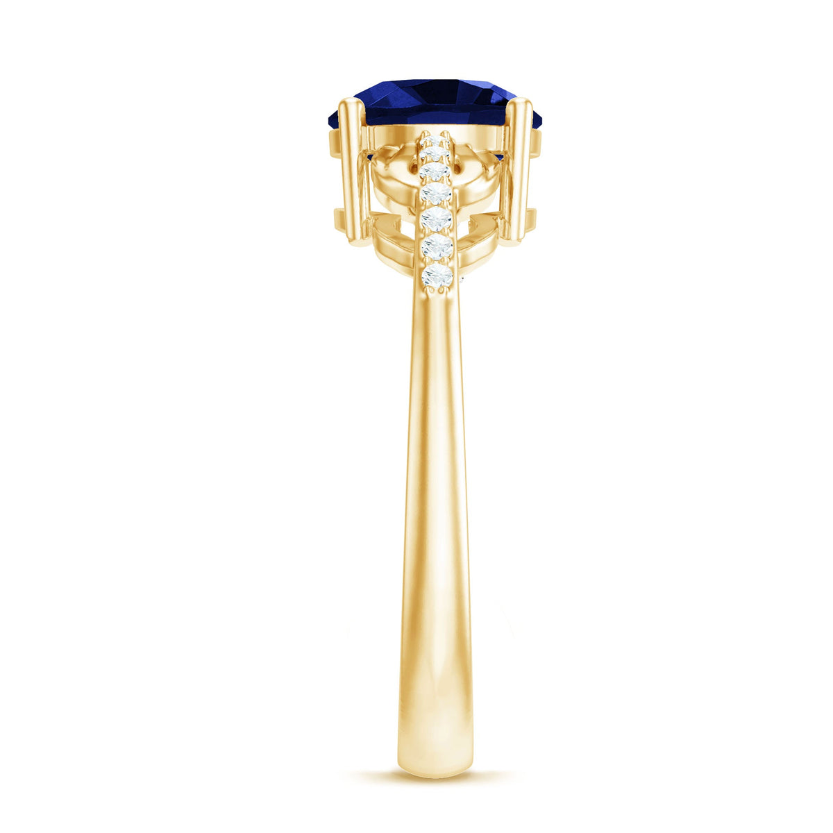 Certified 2.7 Carat Lab Grown Blue Sapphire Diamond Engagement Ring for Women