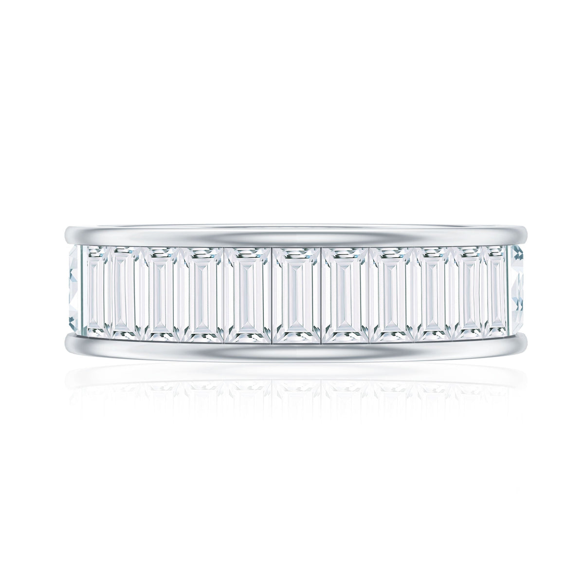 Baguette Cut Moissanite Wedding Band Channel Setting