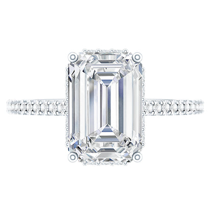 1.8 Carat Certified Moissanite Emerald Cut Engagement Ring