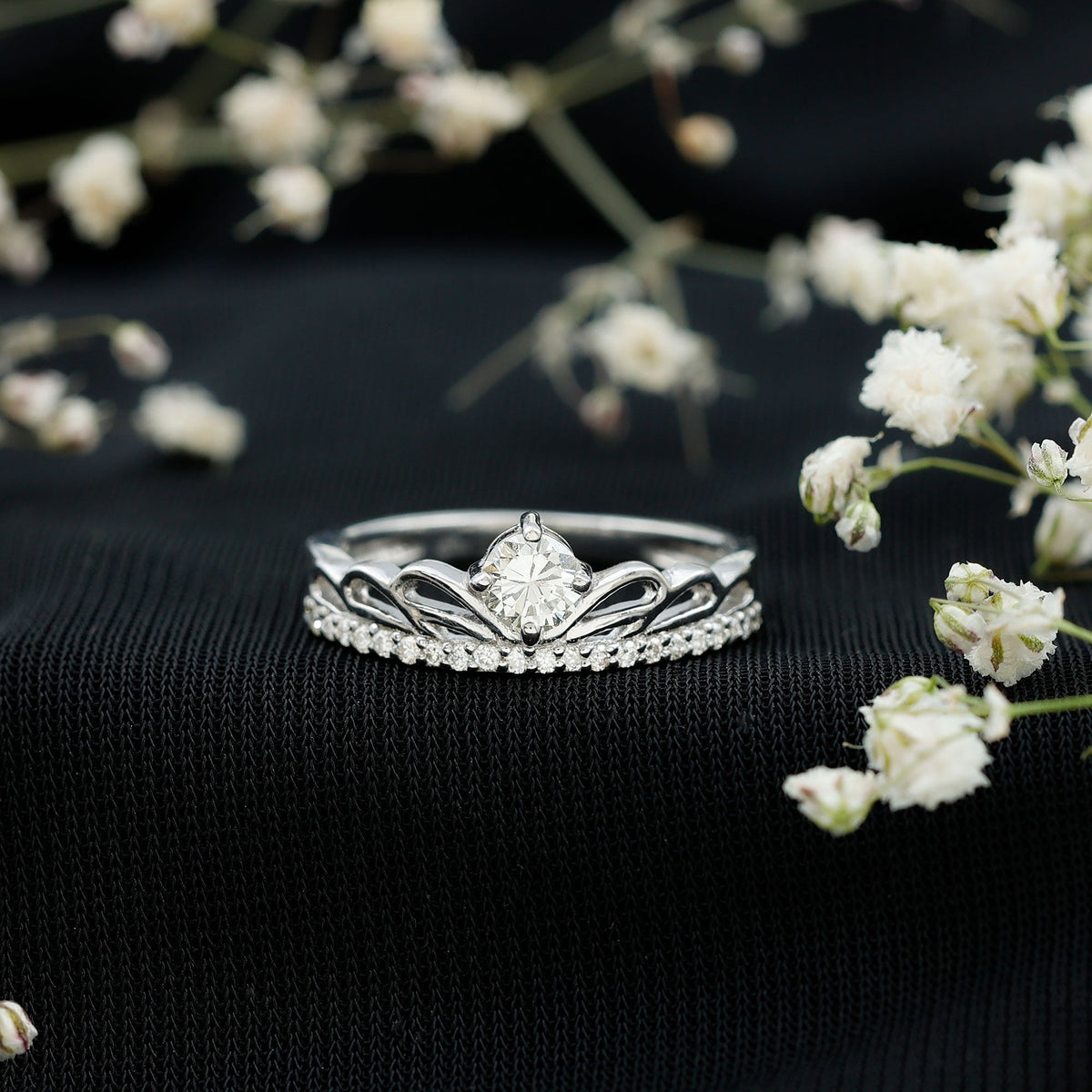 Certified Round Diamond Crown Ring