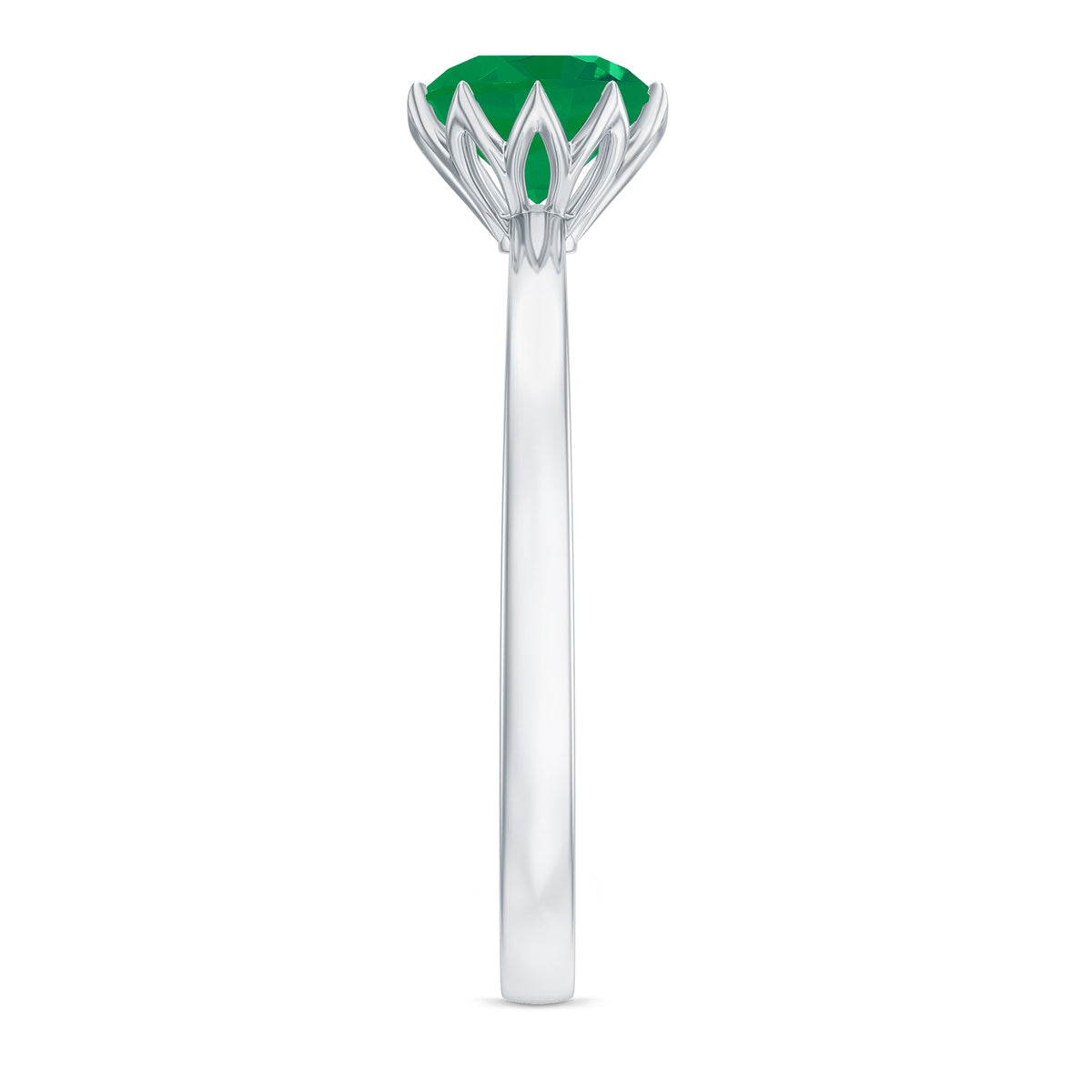 Natural Solitaire Emerald Promise Ring in Lotus Basket Setting