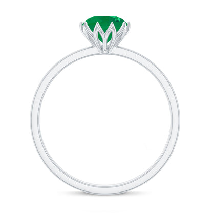 Natural Solitaire Emerald Promise Ring in Lotus Basket Setting