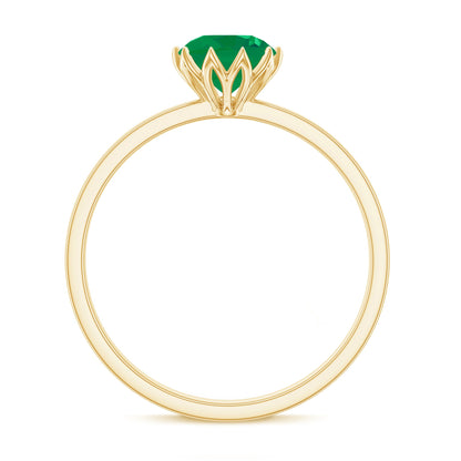 Natural Solitaire Emerald Promise Ring in Lotus Basket Setting