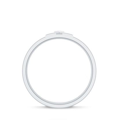 Two Tone Cross Wedding Band with Moissanite