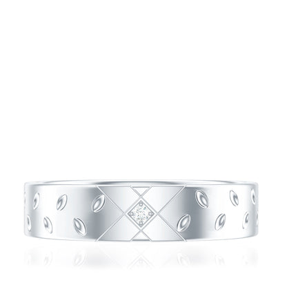 Two Tone Cross Wedding Band with Moissanite