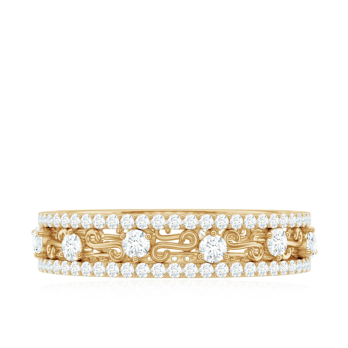 Certified Moissanite Wedding Band