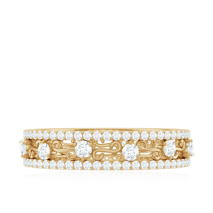 Certified Moissanite Wedding Band