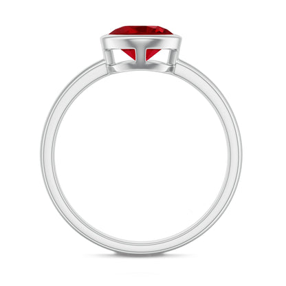 Bezel Set 2.3 Carat Lab Created Ruby Solitaire Engagement Ring