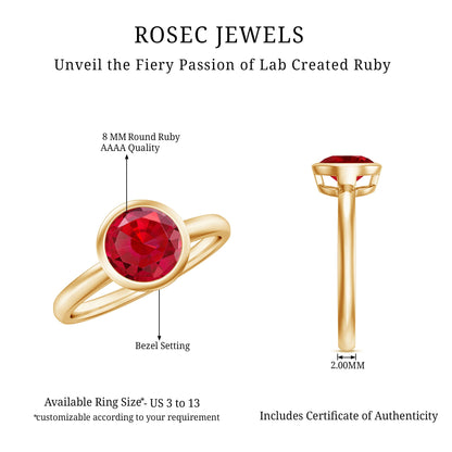 Bezel Set 2.3 Carat Lab Created Ruby Solitaire Engagement Ring