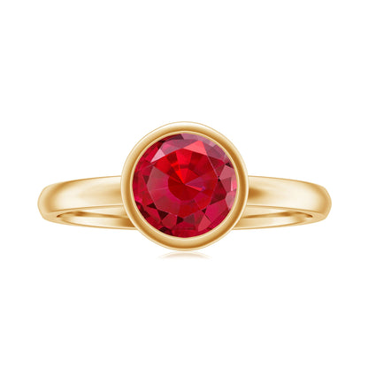 Bezel Set 2.3 Carat Lab Created Ruby Solitaire Engagement Ring