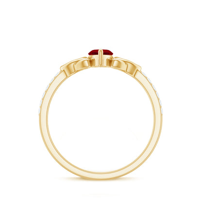 0.75 Carat Lab Grown Ruby Celtic Knot Ring with Diamond