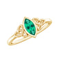Certified Lab Created Emerald Promise Ring in Yellow Gold Plated Silver