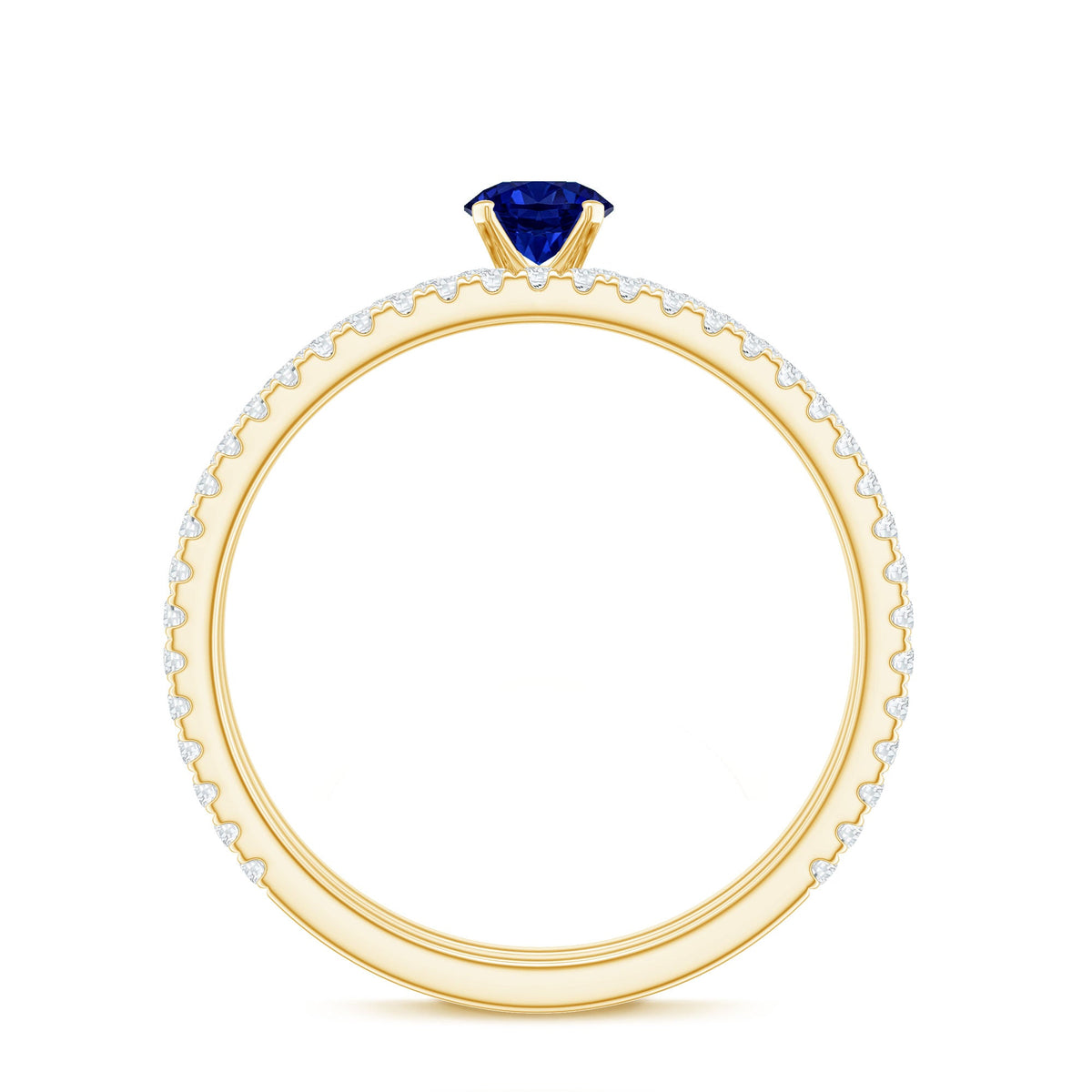 Certified 0.6 Carat Lab Grown Blue Sapphire Engagement Ring Set with Diamond