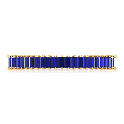 Certified Lab Grown Blue Sapphire Baguette Eternity Band Ring
