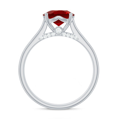 Solitaire 2.3 Carat Lab Created Ruby Engagement Ring with Surprise Diamonds