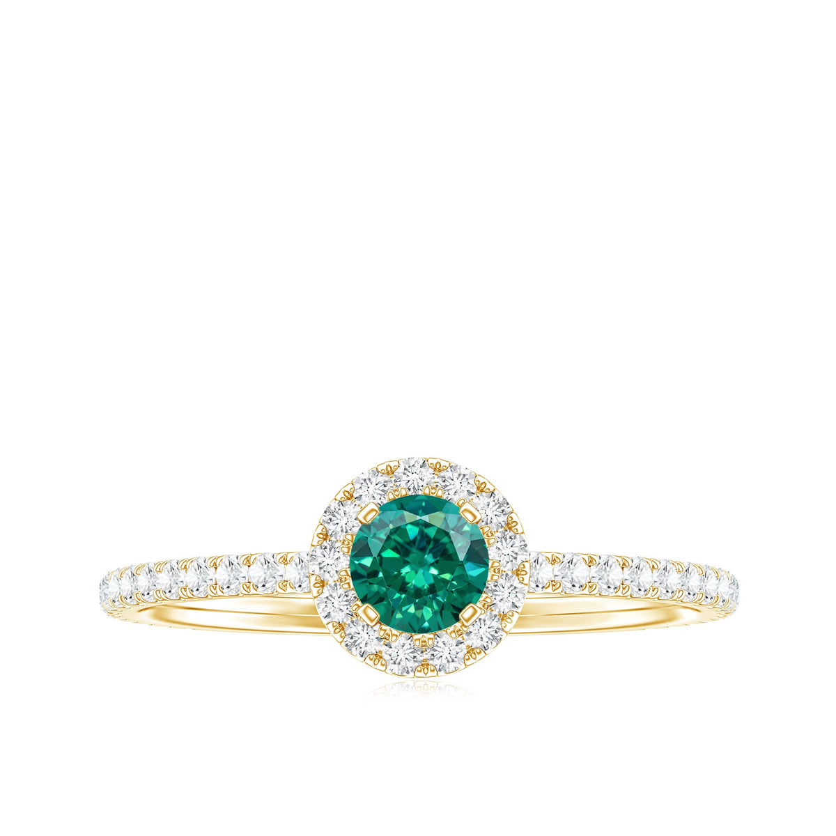 Certified Lab Grown Emerald Engagement Ring with Diamond Halo