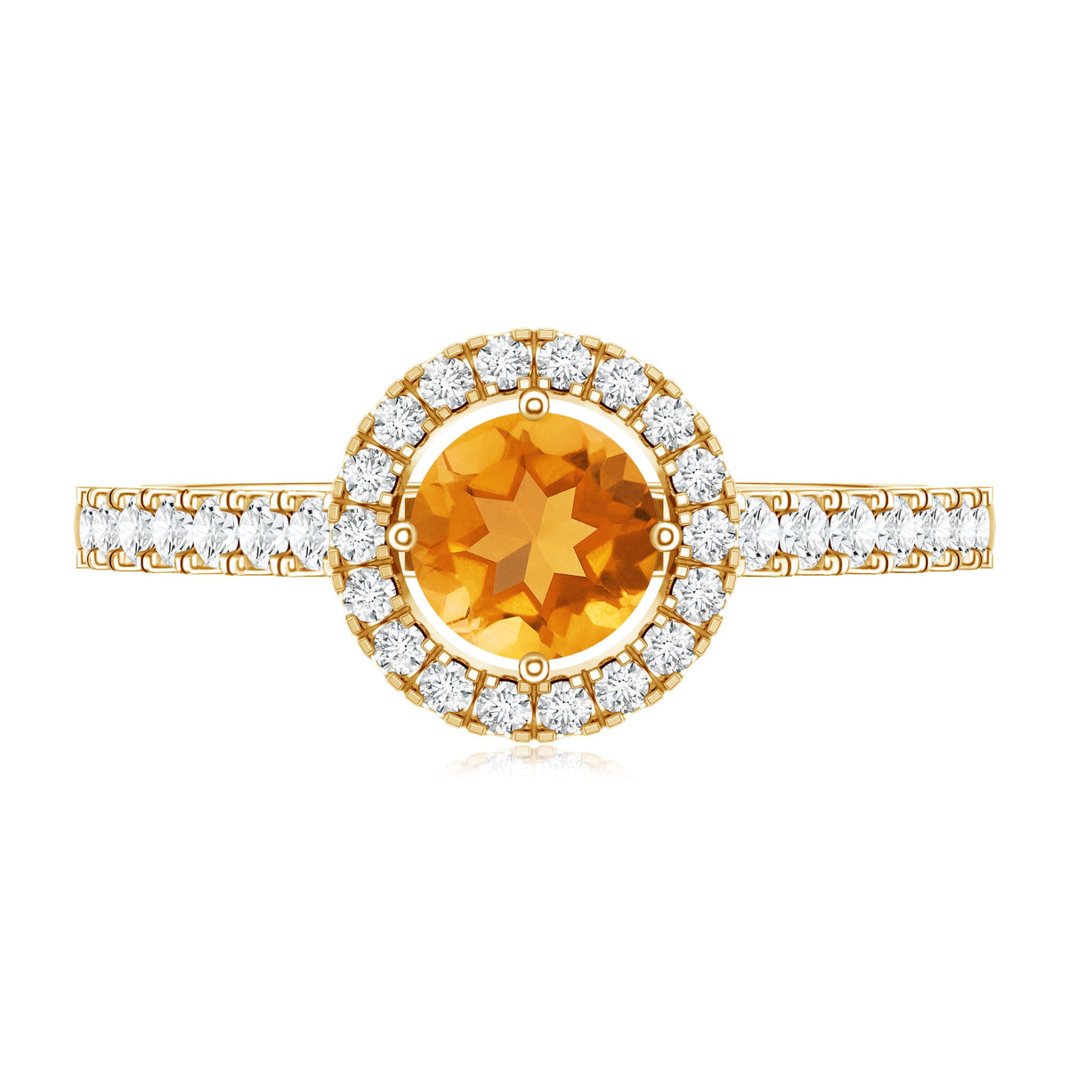 Minimalist Citrine Diamond Engagement Ring with Halo