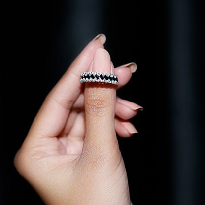 Certified Lab Grown Black and White Diamond Half Eternity Band Ring for Anniversary
