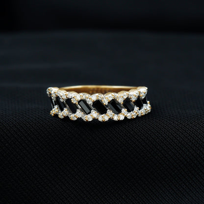 Certified Lab Grown Black and White Diamond Half Eternity Band Ring for Anniversary