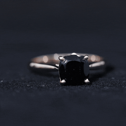 2 Carat Cushion Cut Black Onyx Solitaire Engagement Ring