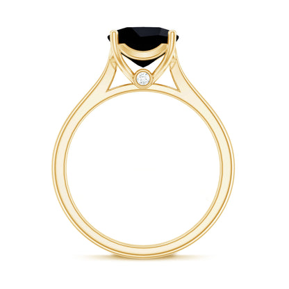 2 Carat Cushion Cut Black Onyx Solitaire Engagement Ring
