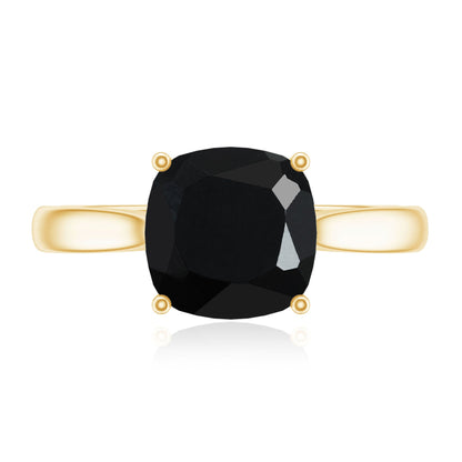 2 Carat Cushion Cut Black Onyx Solitaire Engagement Ring