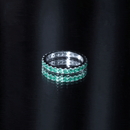 Certified Lab Grown Emerald Stackable Eternity Ring for Women