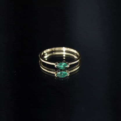 4X8 MM Marquise Lab Grown Emerald East West Promise Ring