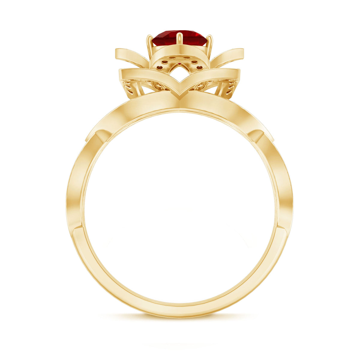 0.6 Carat Lab Created Ruby Vintage Flower Engagement Ring