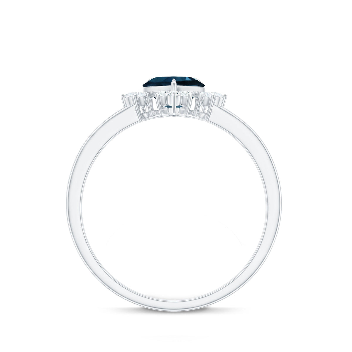 2 Carat Heart London Blue Topaz Engagement Ring with Diamond