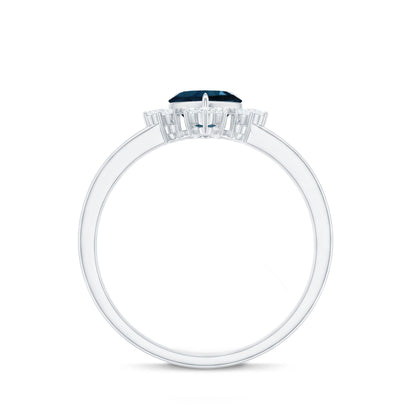 2 Carat Heart London Blue Topaz Engagement Ring with Diamond