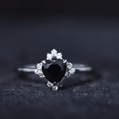 Certified 2.4 Carat Lab Grown Black Diamond Heart Engagement Ring with White Diamond