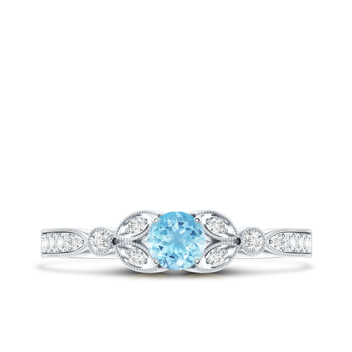 Natural Aquamarine Diamond Engagement Ring With Certificate