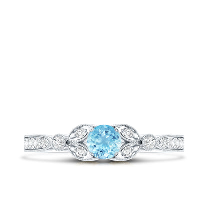 Natural Aquamarine Diamond Engagement Ring With Certificate