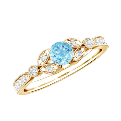 Natural Aquamarine Diamond Engagement Ring With Certificate