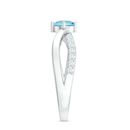 Genuine Aquamarine Engagement Ring with Diamond Infinity Shank