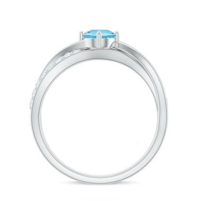 Genuine Aquamarine Engagement Ring with Diamond Infinity Shank