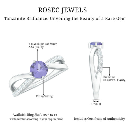 Certified Tanzanite Infinity Proposal Ring with Diamond