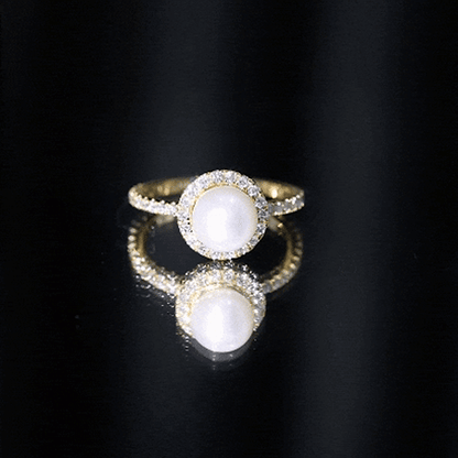 Cultured 7.4 Carat Freshwater Pearl Diamond Engagement Ring with Halo